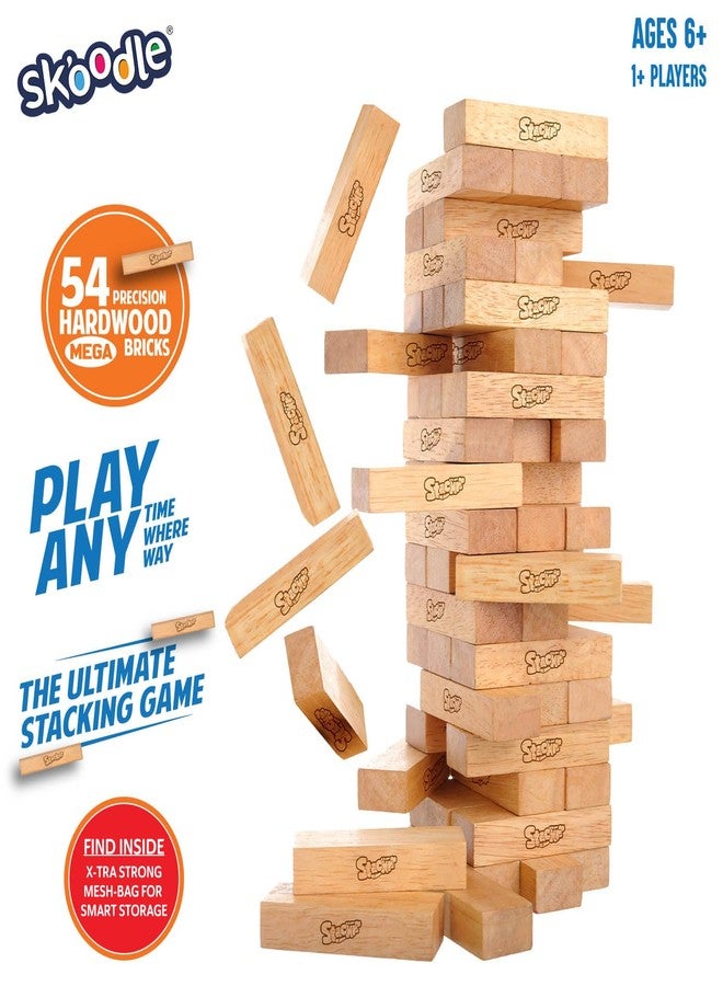 SKOODLE Stackrr Classic Board Game Tumbling Tower Game With 54 Precision Wooden Blocks Of Premium Beachwood, Fun Game For Adults And Kids, 1 Or More Players (Mega) - Image 4